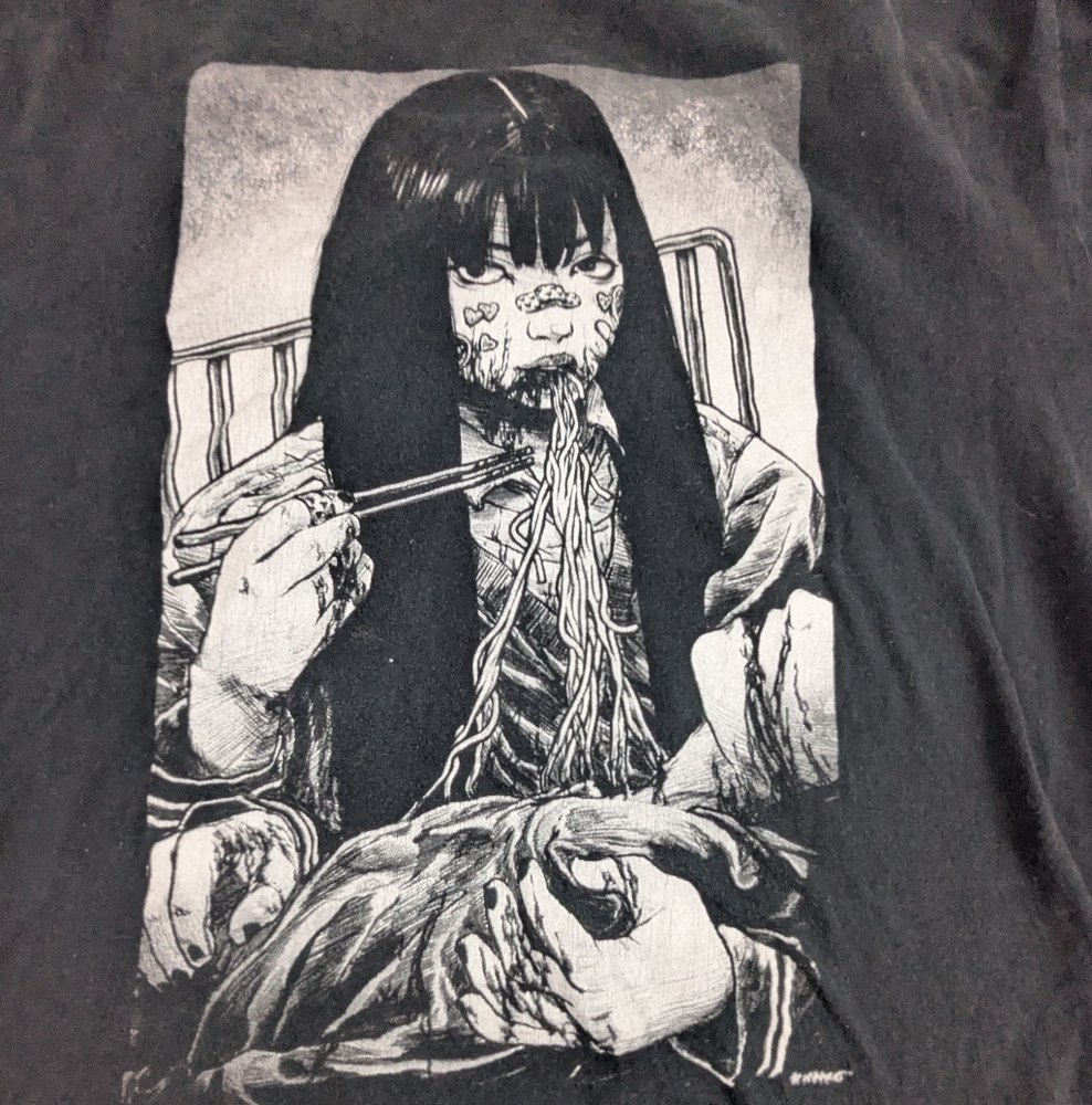 Mako Sinister Anime Girl Eating Noodles - Cool Graphic Large